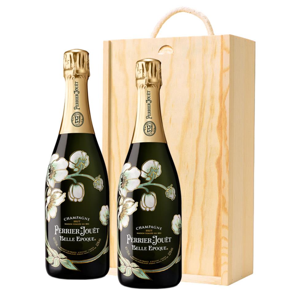 Perrier Jouet Belle Epoque Brut 2013 Champagne 75cl Twin Pine Wooden Gift Box (2x75cl)